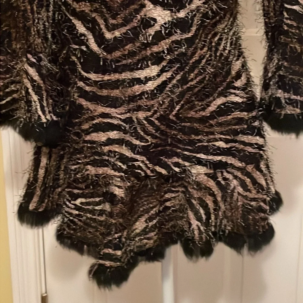 Alberto Makali Rare & Unique Vintage Zebra Striped Jacket w/ Bell Sleeves